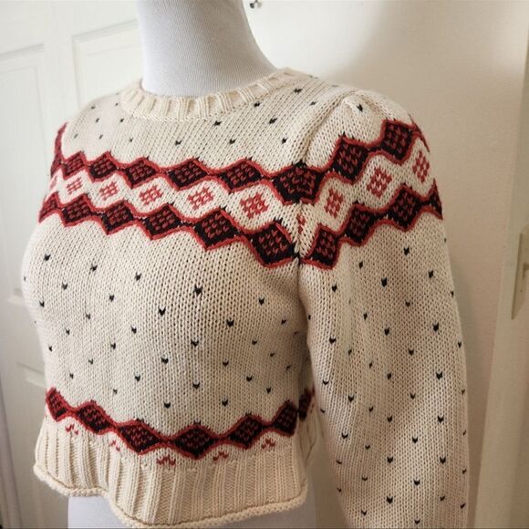 Zara Fair Isle Crop Sweater Small - Picture 2 of 8
